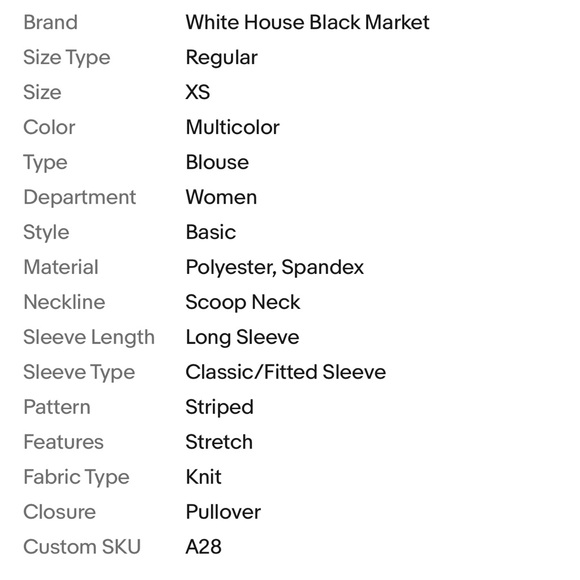 White House Black Market Blouse Size XS Black White Knit Stretch Top WHBM - Picture 6 of 6